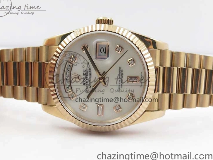 36 Day-Date Dial Edition Maker President RG 128239 Markers on Crystral RG Bp MOP Bracelet Best White 1220